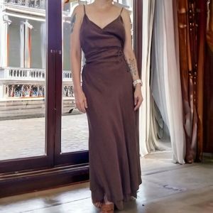 Vtg 100% Linen Wrap Dress